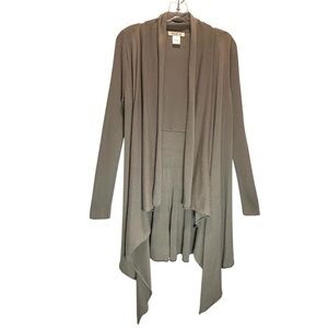 Arden B Taupe Open Draped Cardigan w/ Shawl Collar, Asymmetric Hem - Medium
